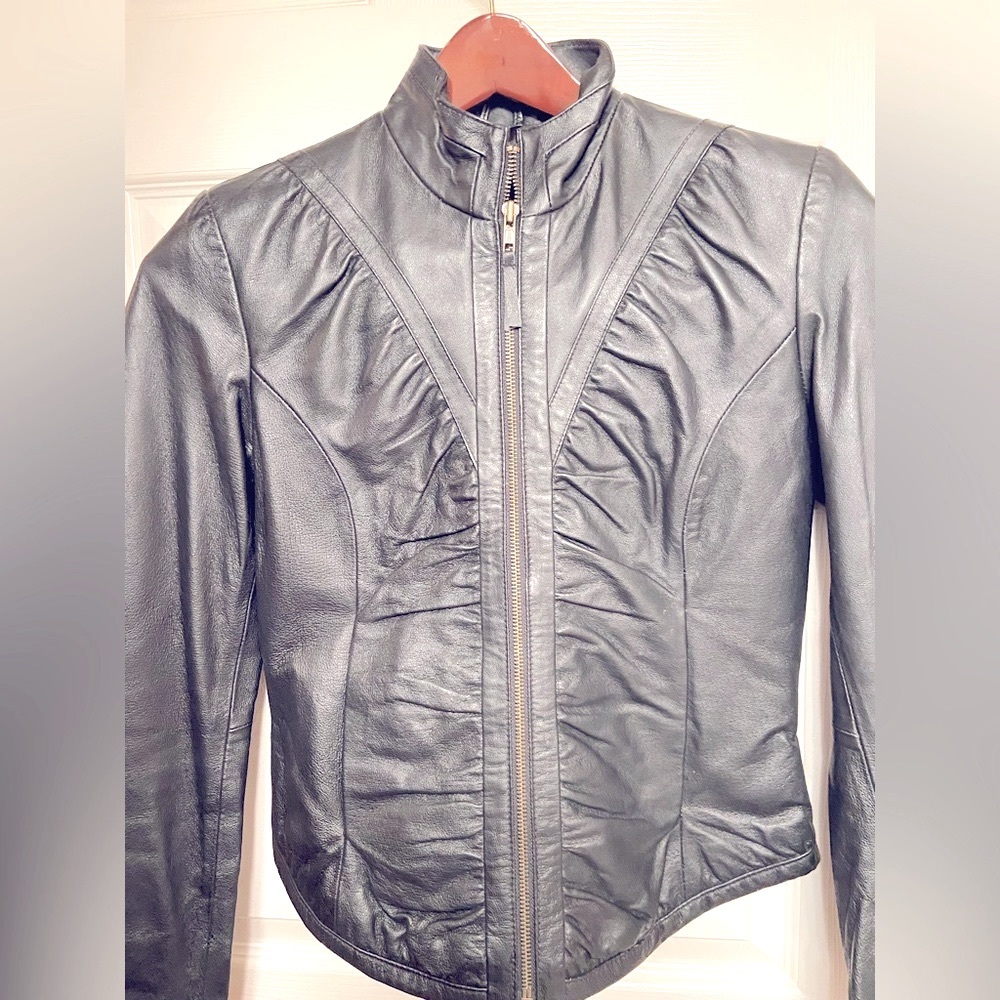 VENUS Faux Leather Lace-up Jacket